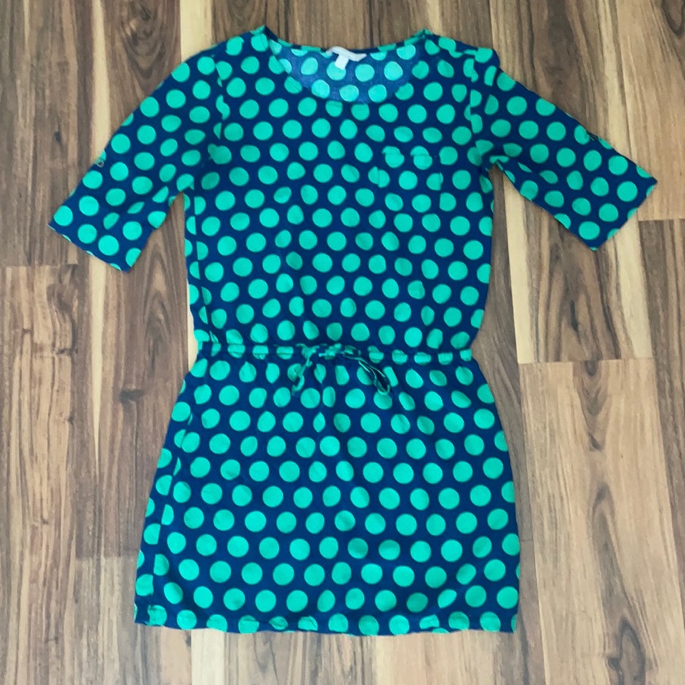 Banana Republic dress small drawstring polka dots